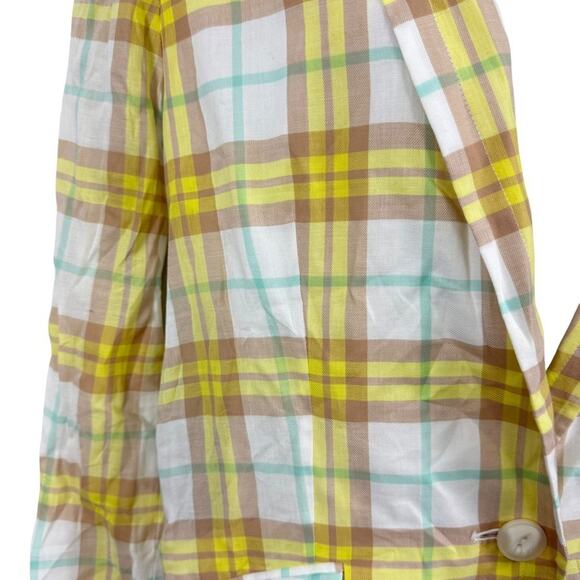 Rag & Bone 100% Cotton Plaid Yellow Margot Blazer NWT Longline Jacket sz 8 - Picture 6 of 16